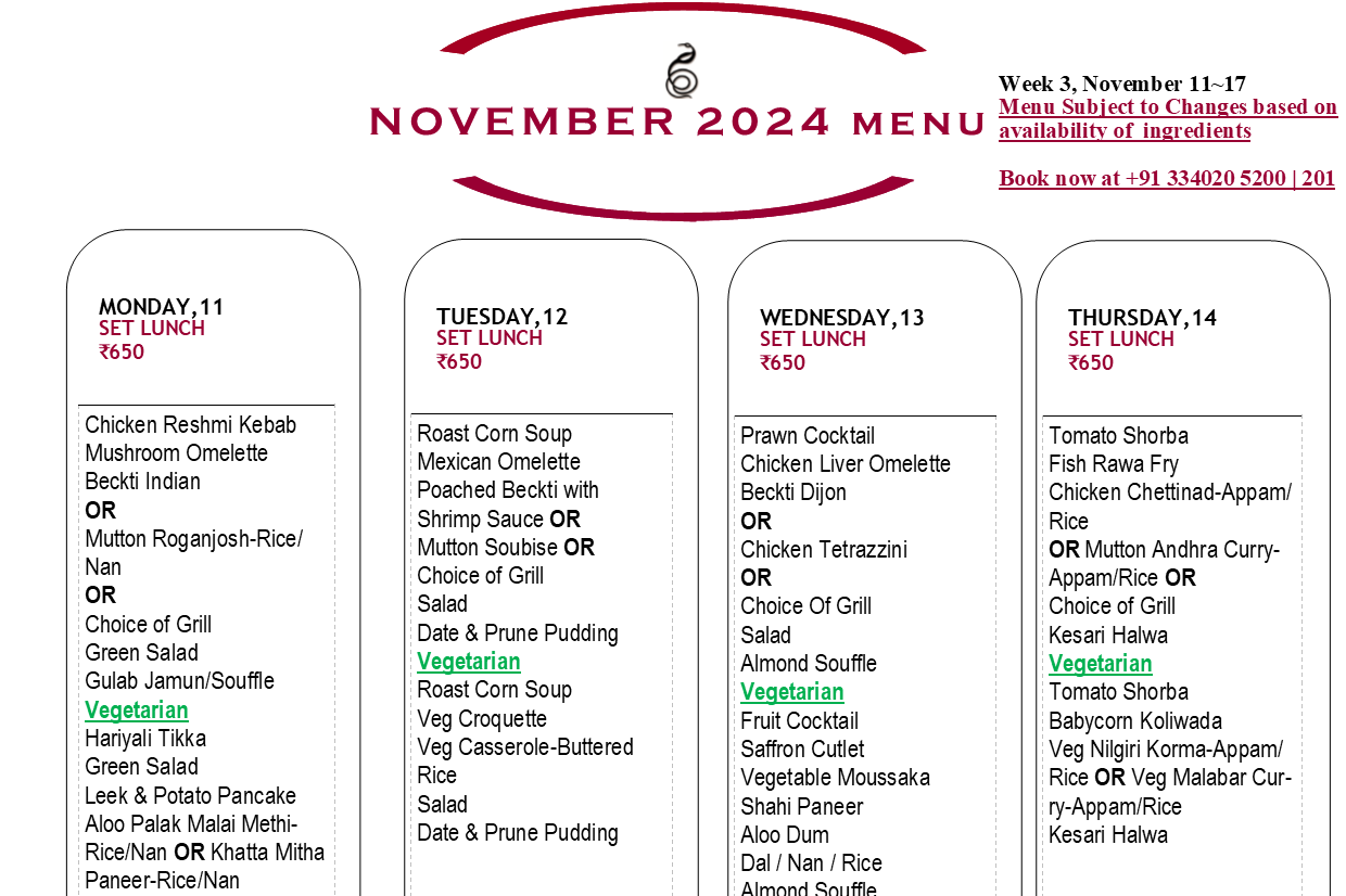 November 2024 Menu~ Nov 11~17