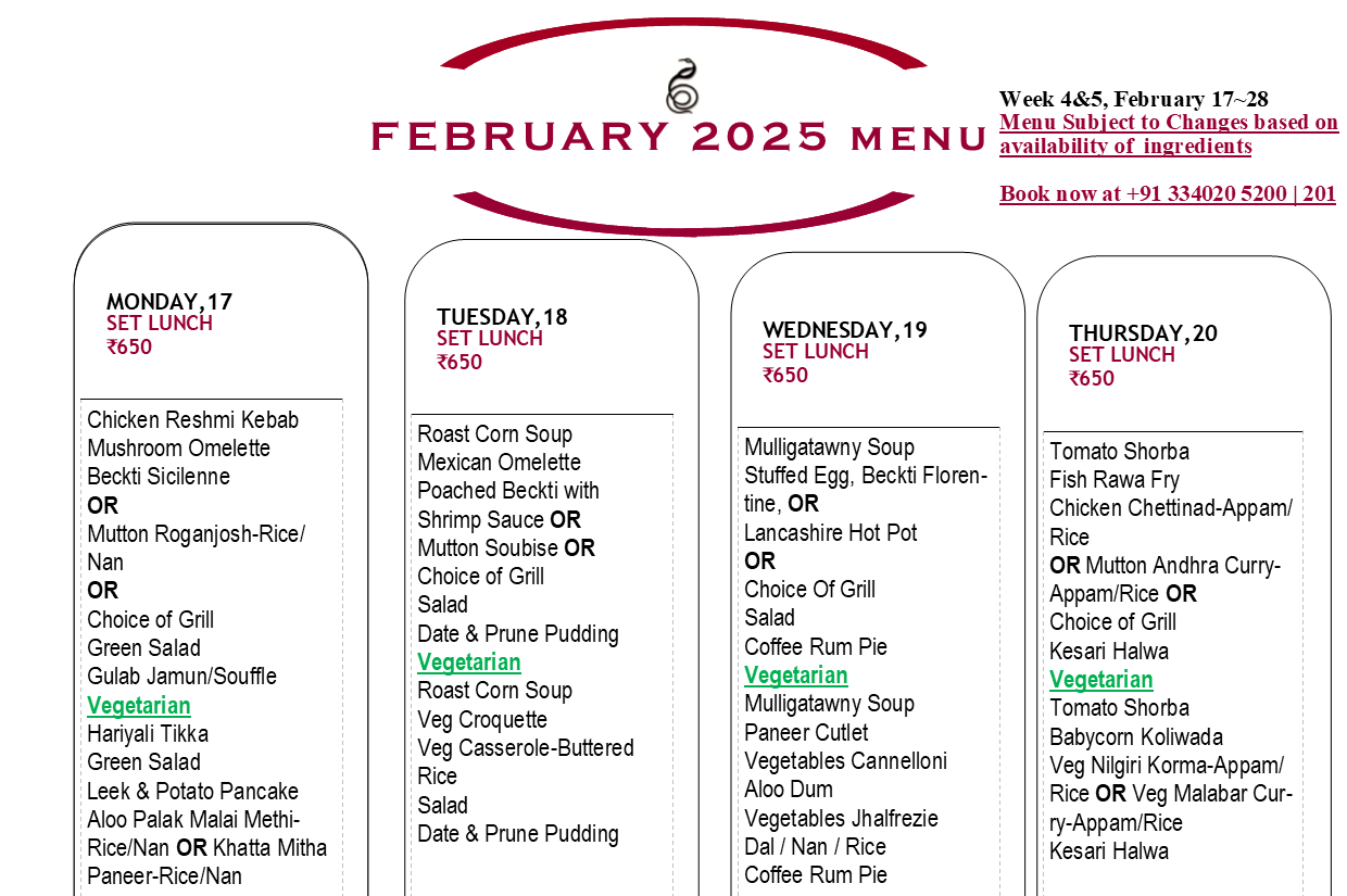 February 2025 Menu~ Feb 17~25