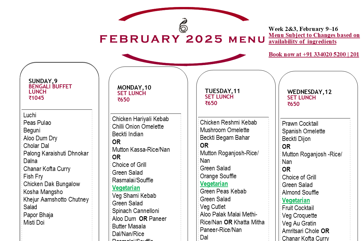 February 2025 Menu~ Feb 9~16